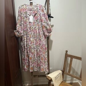 NWT Daughters of India Fuschia Bloom Kyra Midi Dress